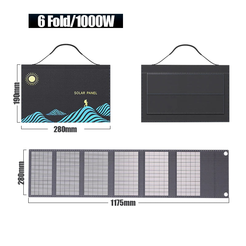 Six-panel folding bag with supplier size diagram
