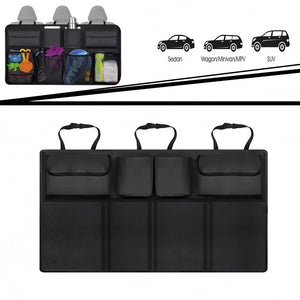 Rear-seat organizer layout and vehicle-type illustration