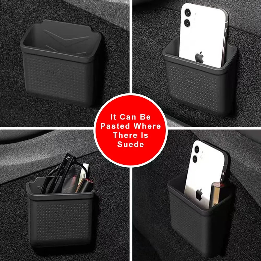 Storage pocket illustrated holding a phone and small items