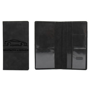 Black long-format vehicle document holder