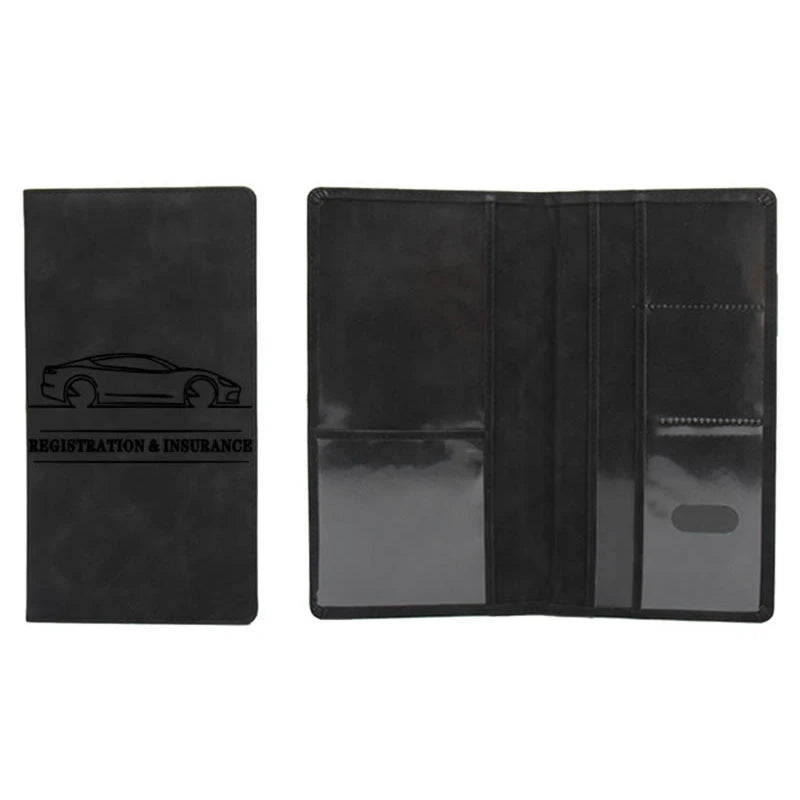 Black long-format vehicle document holder