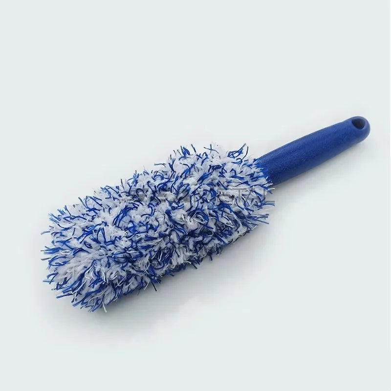 Blue and white microfiber brush with hanging hole