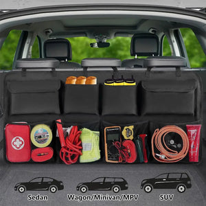 Eight-pocket organizer hanging behind rear seats