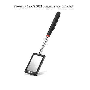 Lighted square inspection mirror with battery note