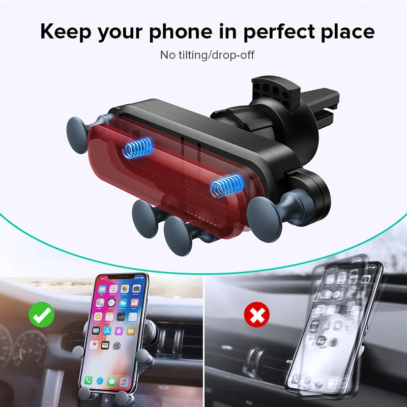 Gravity-style phone cradle with a phone supported at its sides