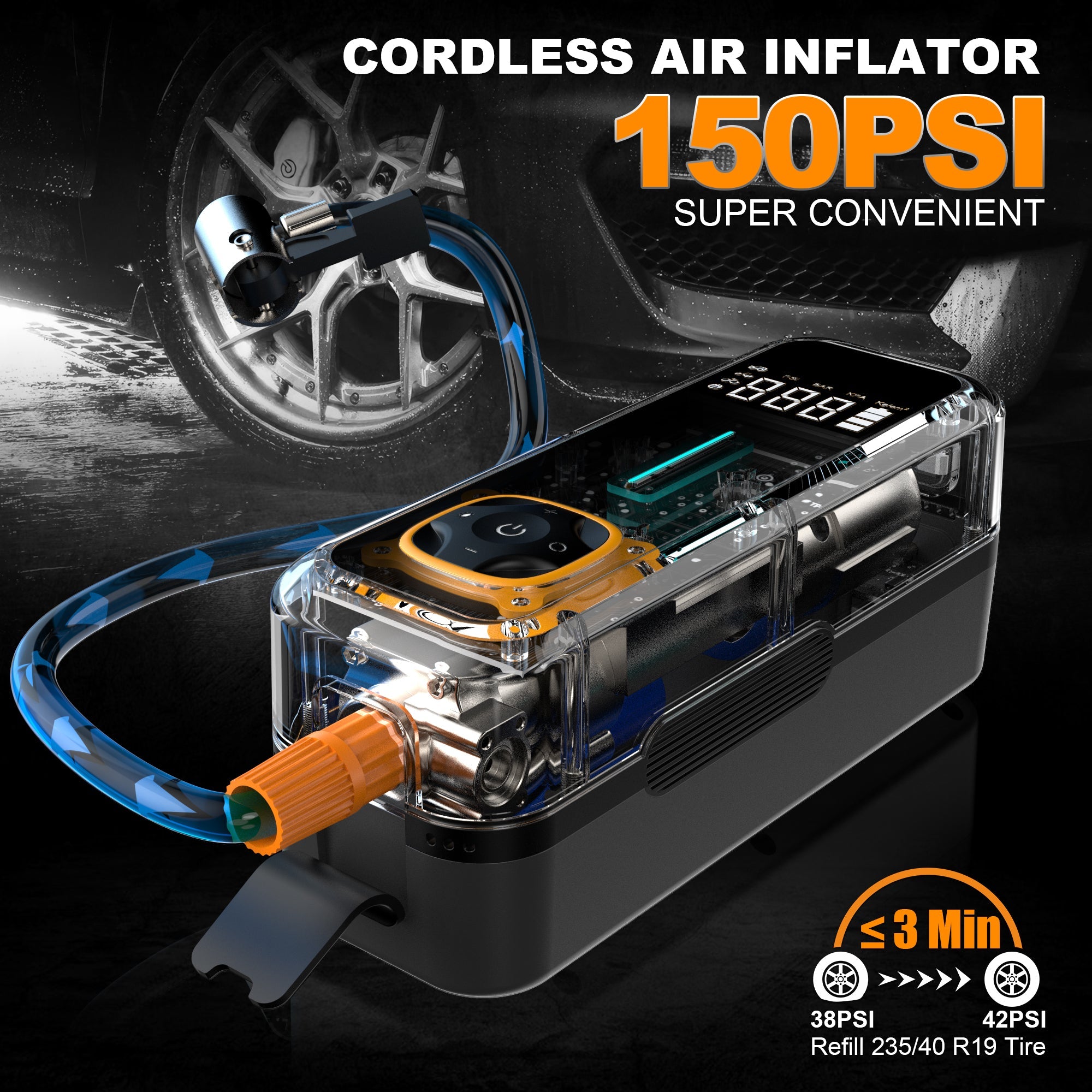 AIRPUMP Car Digital Multi-function Air Pump - Blustarx