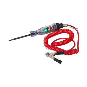 Digital automotive probe tester with coiled lead and clip