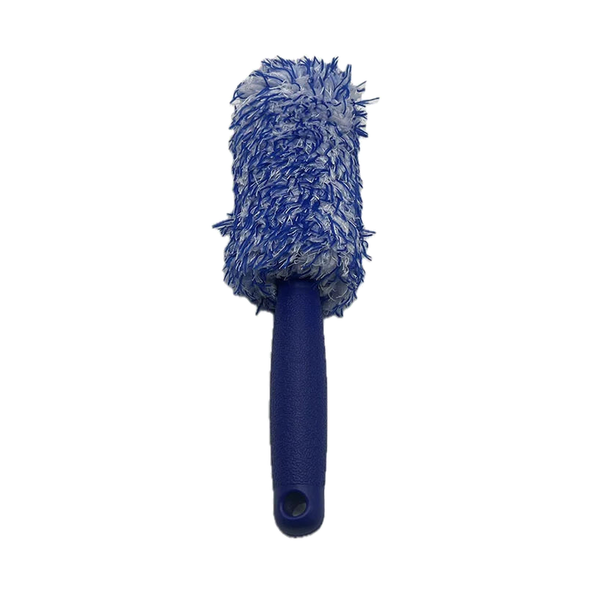 Blue and white microfiber wheel-cleaning brush