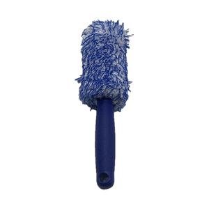 Blue and white microfiber wheel-cleaning brush