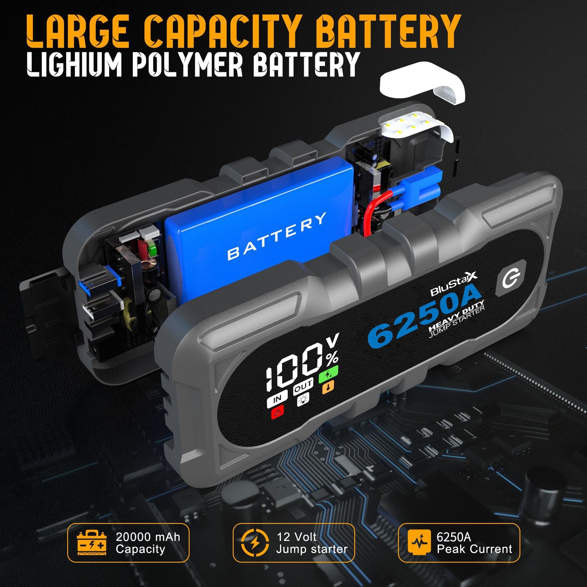 BLUSTARX 6250A Portable Car Jump Starter - Blustarx